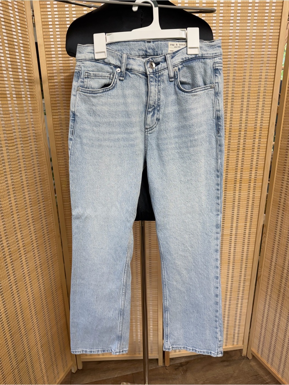 rag & bone Light Wash Cropped Straight Jeans